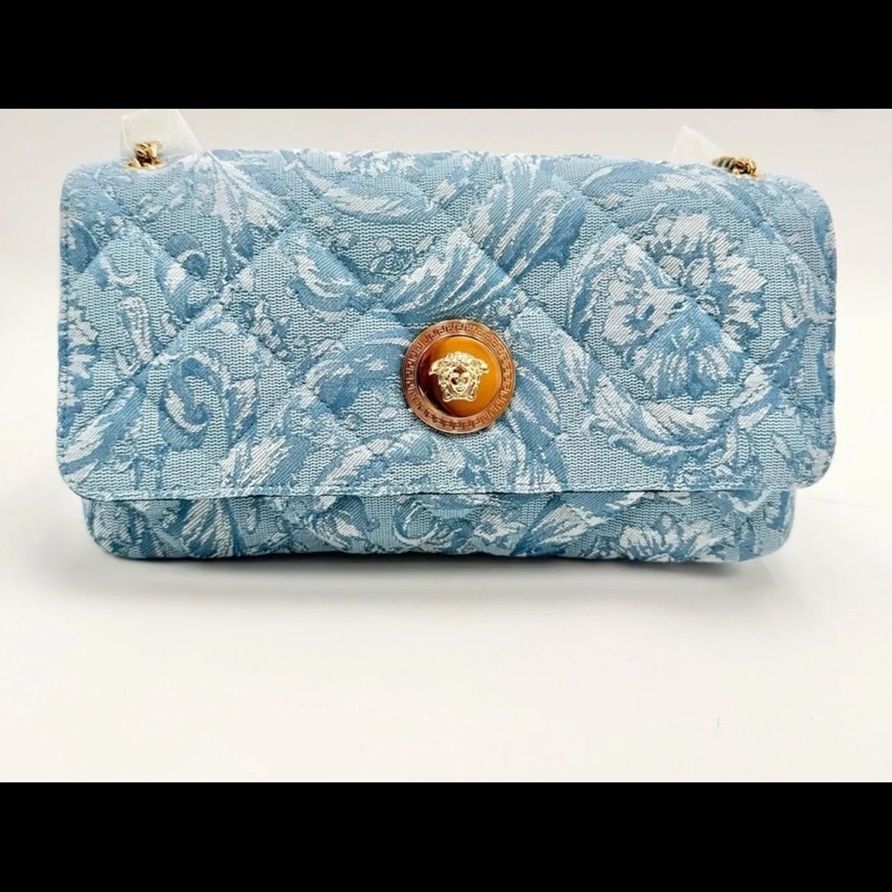 Versace La Medusa handbag in a light blue
